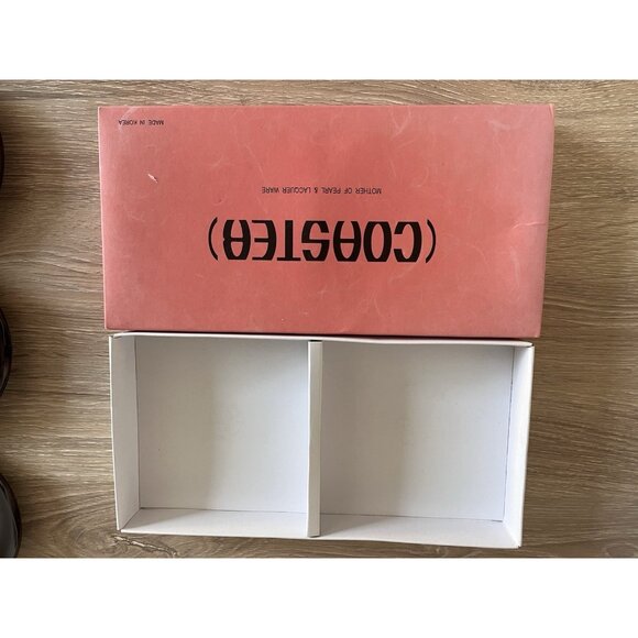 Vintage Set of 6 Asian Lacquer & Mother of Pearl in-lay cup covers coasters dish - Picture 4 of 7